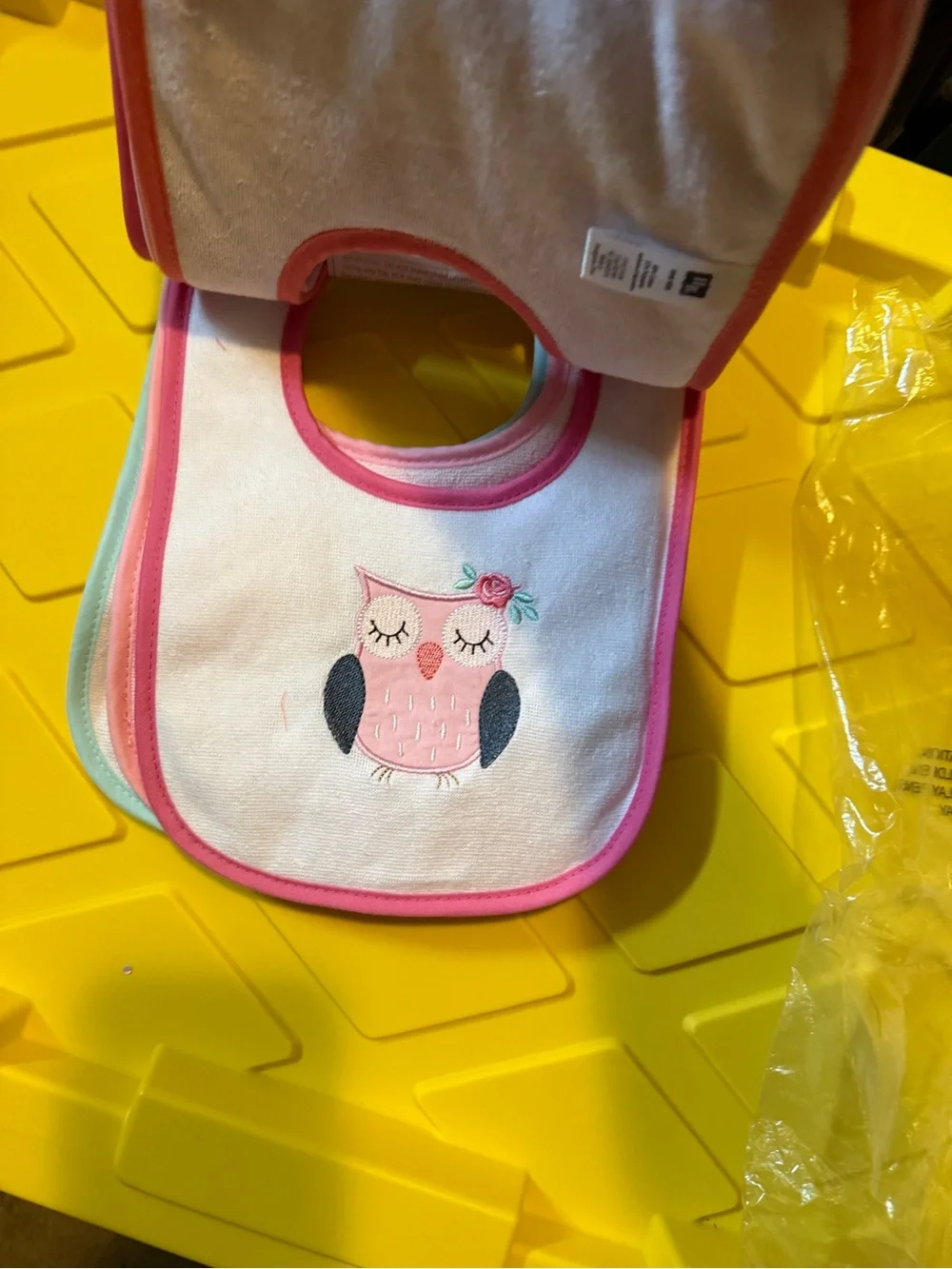 Hudson Baby Pink Fox Embroidered Bib - Floral Accent